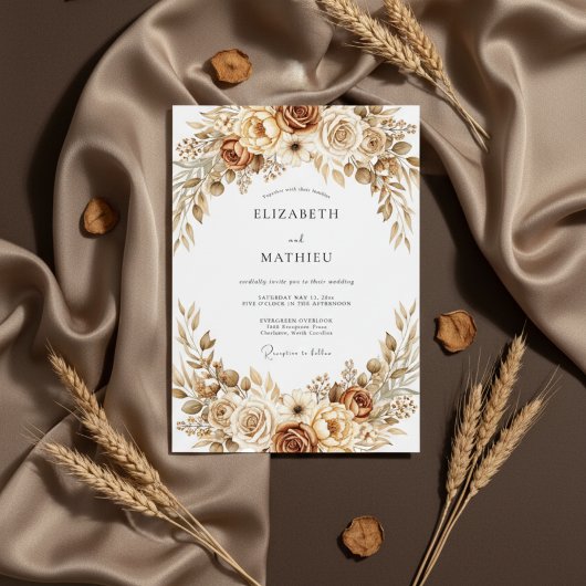 Ochre Earthy Botanical Wedding Einladung