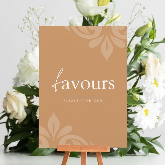 Ochre Elegant Minimal Damask Script Gefälligkeitsz