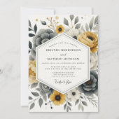Ochre Floral Moody Romance Wedding Einladung (Vorderseite)