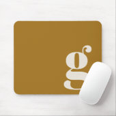 Ochre Gold Minimal Retro Monogram Initial Custom Mousepad (Mit Mouse)