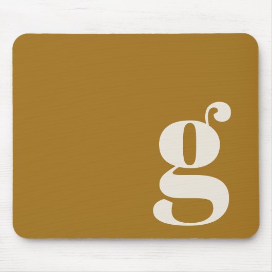Ochre Gold Minimal Retro Monogram Initial Custom Mousepad (Vorne)
