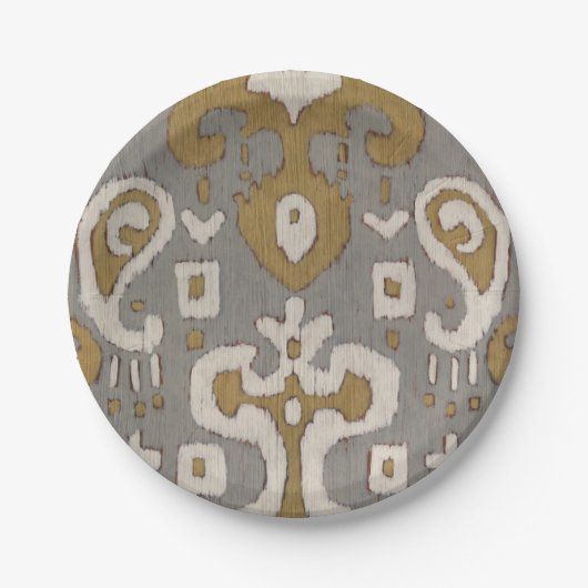 Ochre Ikat I Pappteller (Vorderseite)