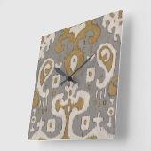 Ochre Ikat I Quadratische Wanduhr (Winkel)