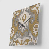 Ochre Ikat II Quadratische Wanduhr (Winkel)