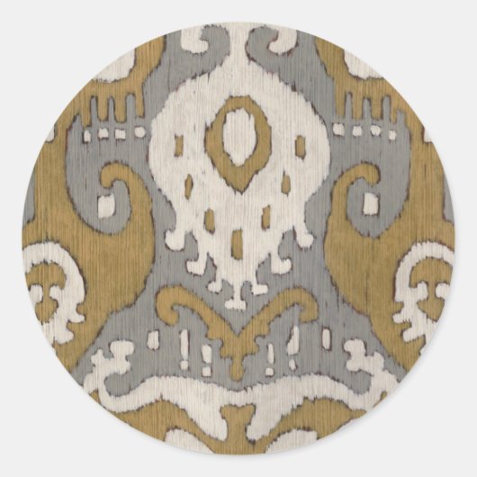 Ochre Ikat II Runder Aufkleber (Vorderseite)