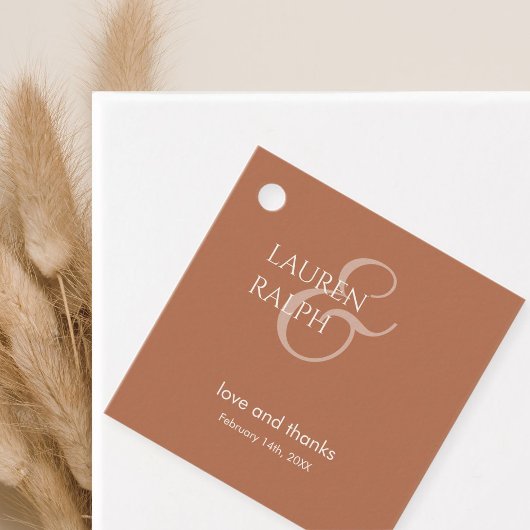 Ochre & Ivory Couple Monogram Vielen Dank Geschenkanhänger