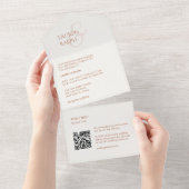 Ochre Ivory Monogram QR All in one Wedite Einladun Einladung (Abreißen)