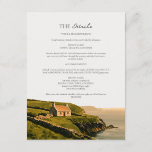 Ochre Moss Cottage Cliffs Irish Hochzeitsdetails Begleitkarte