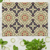 Ochre Mustard Yellow Olive Green Black Tribal Art Geschirrtuch (Gefaltet)