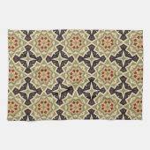 Ochre Mustard Yellow Olive Green Black Tribal Art Geschirrtuch (Horizontal)