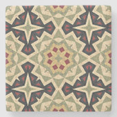 Ochre Mustard Yellow Olive Green Black Tribal Art Steinuntersetzer (Vorderseite)