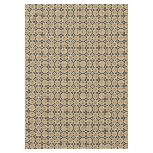 Ochre Mustard Yellow Olive Green Black Tribal Art Tischdecke (Vorderseite)