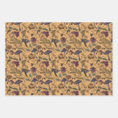 Ochre Orange Hummingbird Witz, Gingham & Streifen Geschenkpapier Set (Vorderseite)