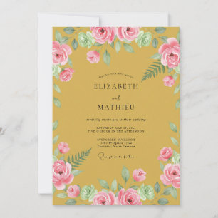Ochre Rose Botanical Romance Hochzeit Einladung