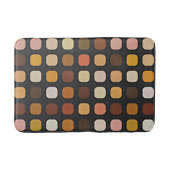 Ochre Rust Brown Peach Red Round Squares Muster Badematte (Vorderseite)