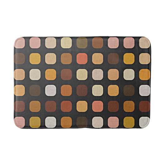 Ochre Rust Brown Peach Red Round Squares Muster Badematte (Vorderseite)