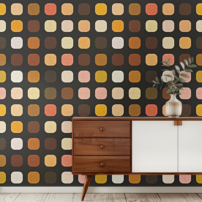 Ochre Rust Brown Peach Red Round Squares Muster Tapete (Von Creator hochgeladen)