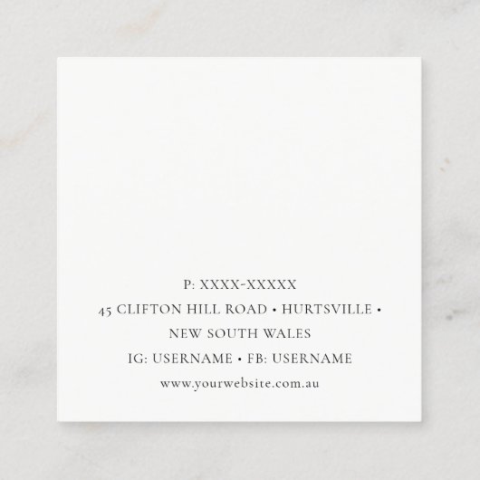 OCHRE RUST KERAMIK POTTERY GLAZIERTE SPEZIELTE TEX QUADRATISCHE VISITENKARTE (Rückseite)