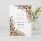 Ochre Rustic Woodland Wedding Einladung (Stehend Vorderseite)