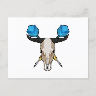 Ochse beim Dartsspielen mit Dart Postkarte