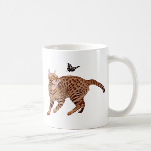 Ocicat Katze u. Schmetterling Kaffeetasse (Rechts)