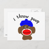 ock Monkey "I THROW KACK" Postkarte (Vorne/Hinten)