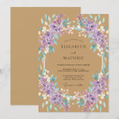 Ocker-Amethyst-Blatt-Hochzeit Einladung (Vorne/Hinten)