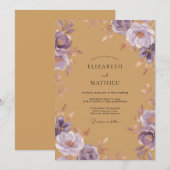 Ocker Amethyst Blütenblatt Hochzeit Einladung (Vorne/Hinten)
