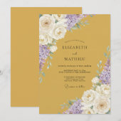 Ocker Amethyst Blütenhochzeit Einladung (Vorne/Hinten)