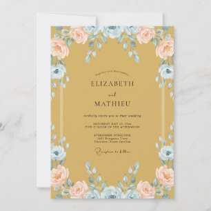 Ocker-Aprikosen-Blüten-Hochzeit Einladung