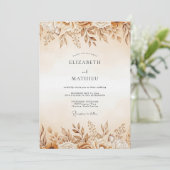 Ocker Ätherische Blumige Hochzeit Einladung (Stehend Vorderseite)
