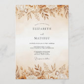 Ocker Ätherische Blumige Hochzeit Einladung (Vorderseite)