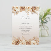 Ocker Ätherische Blütenhochzeit Einladung (Stehend Vorderseite)