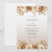 Ocker Ätherische Blütenhochzeit Einladung (Vorne/Hinten)