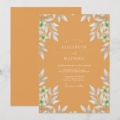 Ocker bemalte Blätterhochzeit Einladung (Vorne/Hinten)
