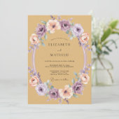 Ocker-Blumenkranz-Romantik-Hochzeit Einladung (Stehend Vorderseite)