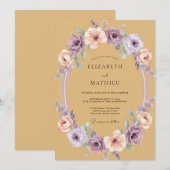 Ocker-Blumenkranz-Romantik-Hochzeit Einladung (Vorne/Hinten)