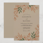 Ocker-Blüten-Rustikale-Hochzeit Einladung (Vorne/Hinten)