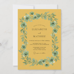Ocker Botanische Blütenhochzeit Einladung