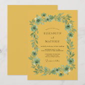 Ocker Botanische Blütenhochzeit Einladung (Vorne/Hinten)