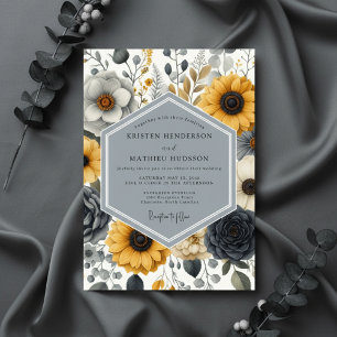 Ocker Botanische Romanische Hochzeit Einladung