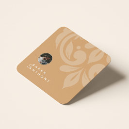 Ocker Classic Minimal Damask Foto Hochzeit Rechteckiger Pappuntersetzer