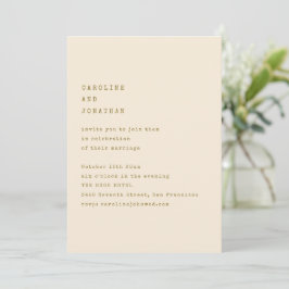 Ocker-Creme-Schreibmaschine QR-Code-Hochzeit Moder Einladung