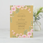 Ocker Exquisite Florale Hochzeit Einladung (Stehend Vorderseite)