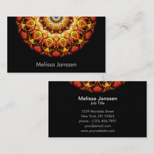 Ocker gebranntes Glas - Mandala Visitenkarte (Vorne/Hinten)