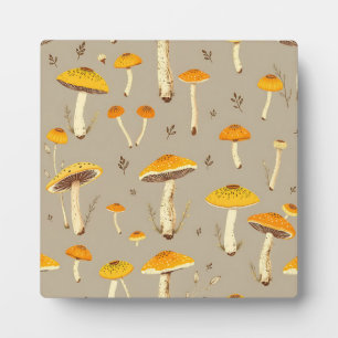 Ocker Gelber Pilz Whimsical Woodland Botanisch Fotoplatte