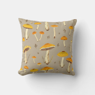 Ocker Gelber Pilz Whimsical Woodland Botanisch Kissen