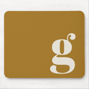 Ocker-Gold-Minimal-Retro-Monogramm Anfangsbuchstab Mousepad