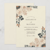 Ocker-Herbst-Blüten-Hochzeit Einladung (Vorne/Hinten)