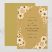 Ocker-Honig-Blüten-Hochzeit Einladung (Vorne/Hinten)